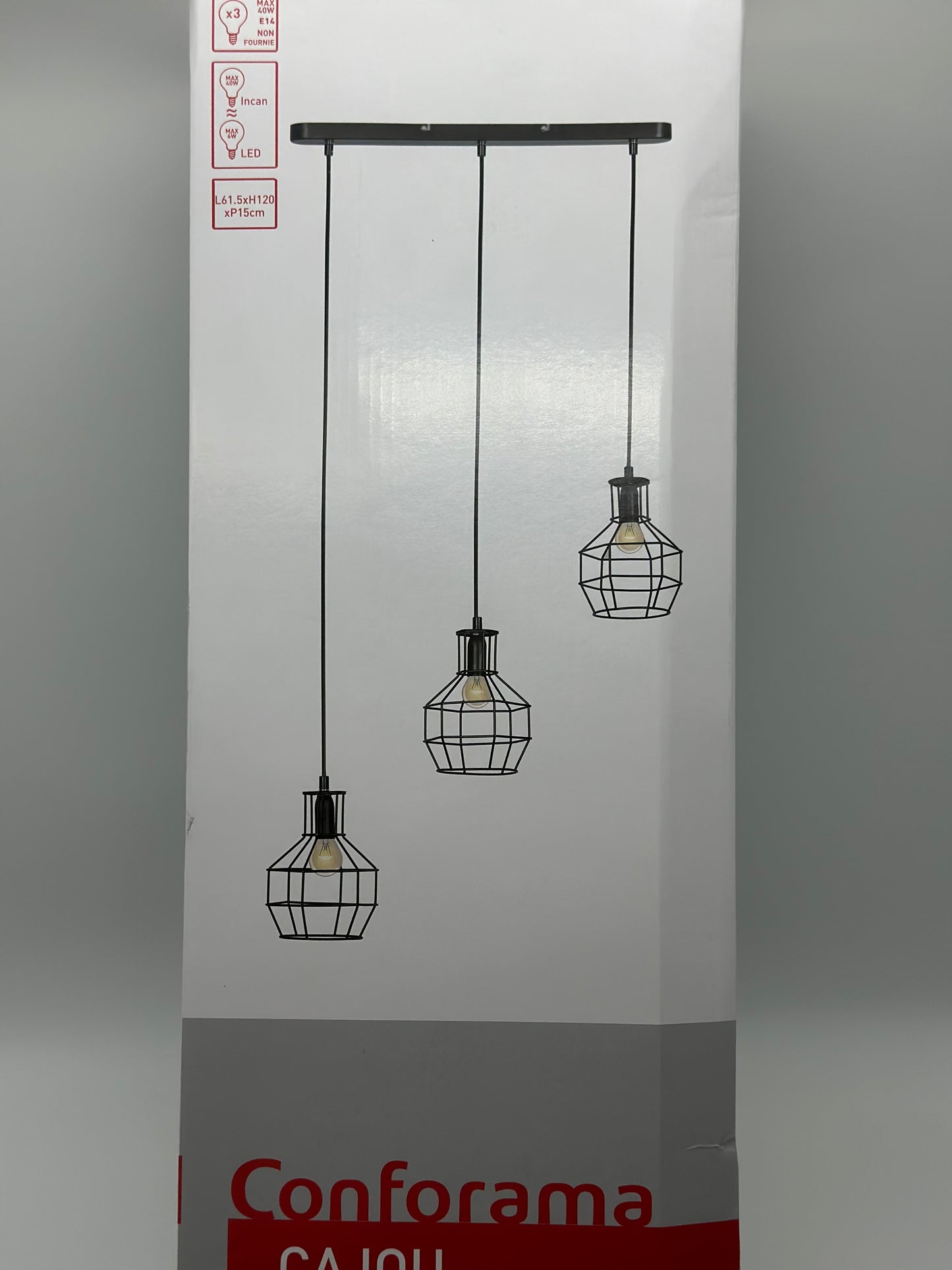 Lustre Métal 120 cm 61.5 cm CAJOU coloris noir
