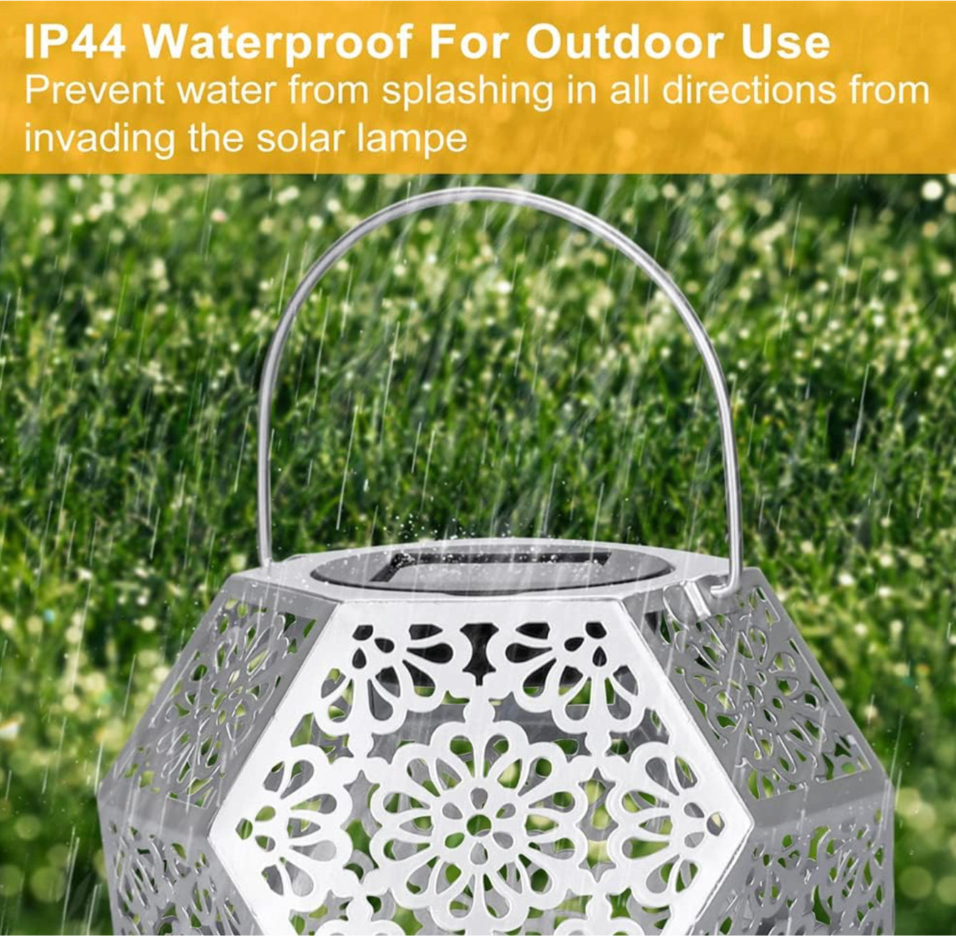 Lanterne Solaire LED Exterieur Lampe Solaire de Jardin Exterieur Suspendue Étanche Lumière Accrochant Éclairage Décorative Forme de Diamant pour Jardin Patio Pelouse Couloir Allée - Argent