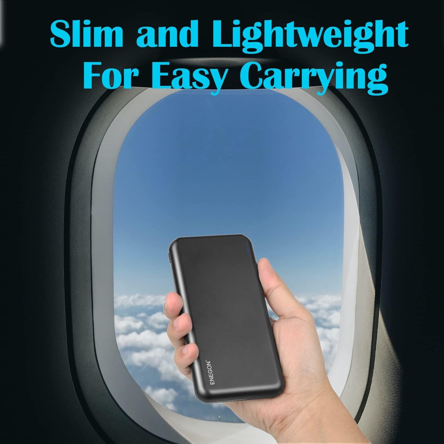ENEGON 2-Pack Batterie Externe Power Bank 10000mAh, Chargeur Portable de Téléphone avec USB C en Entrée et Sortie pour iPhone14 13 12 11 X XR iPad Galaxy S9 Tablettes et Plus (Noir x 2)