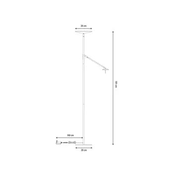 Lampadaire avec liseuse, Mirasol, nickel, H.181 cm 2044 + 584 lm neuf