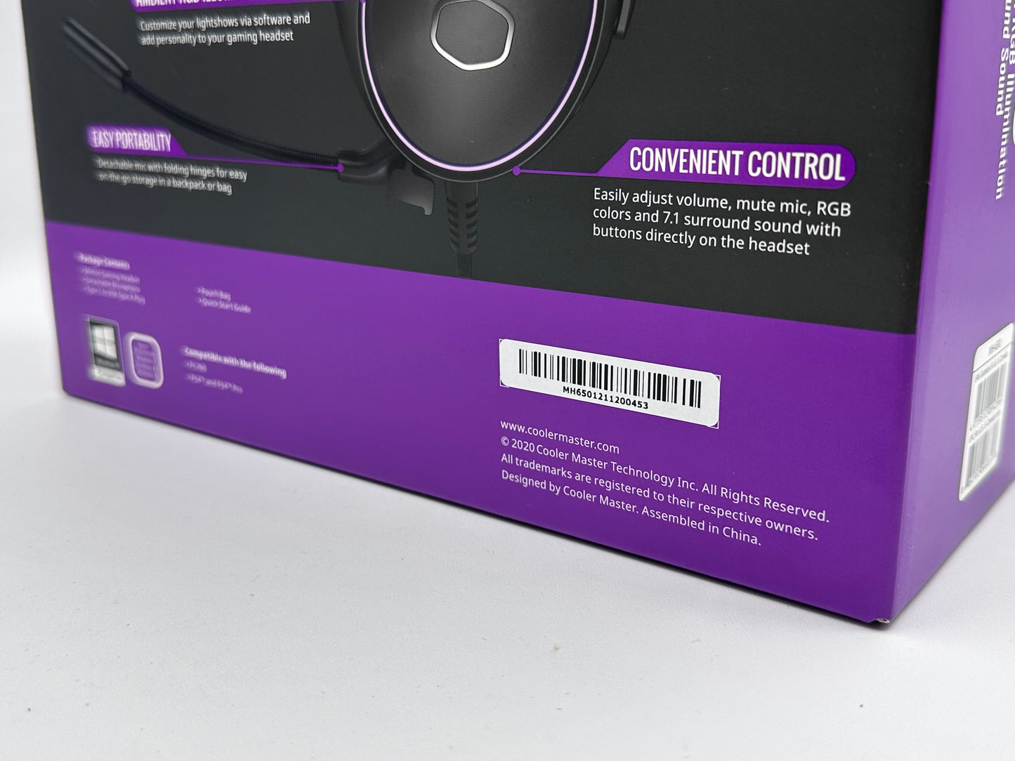 Casque de jeu Cooler Master RGB avec son surround virtuel 7.1 - Multiplateforme compatible avec les haut-parleurs audio en néodyme de 50 mm, un micro à flèche ultra-transparent et un cadre portable - USB de type A, noir