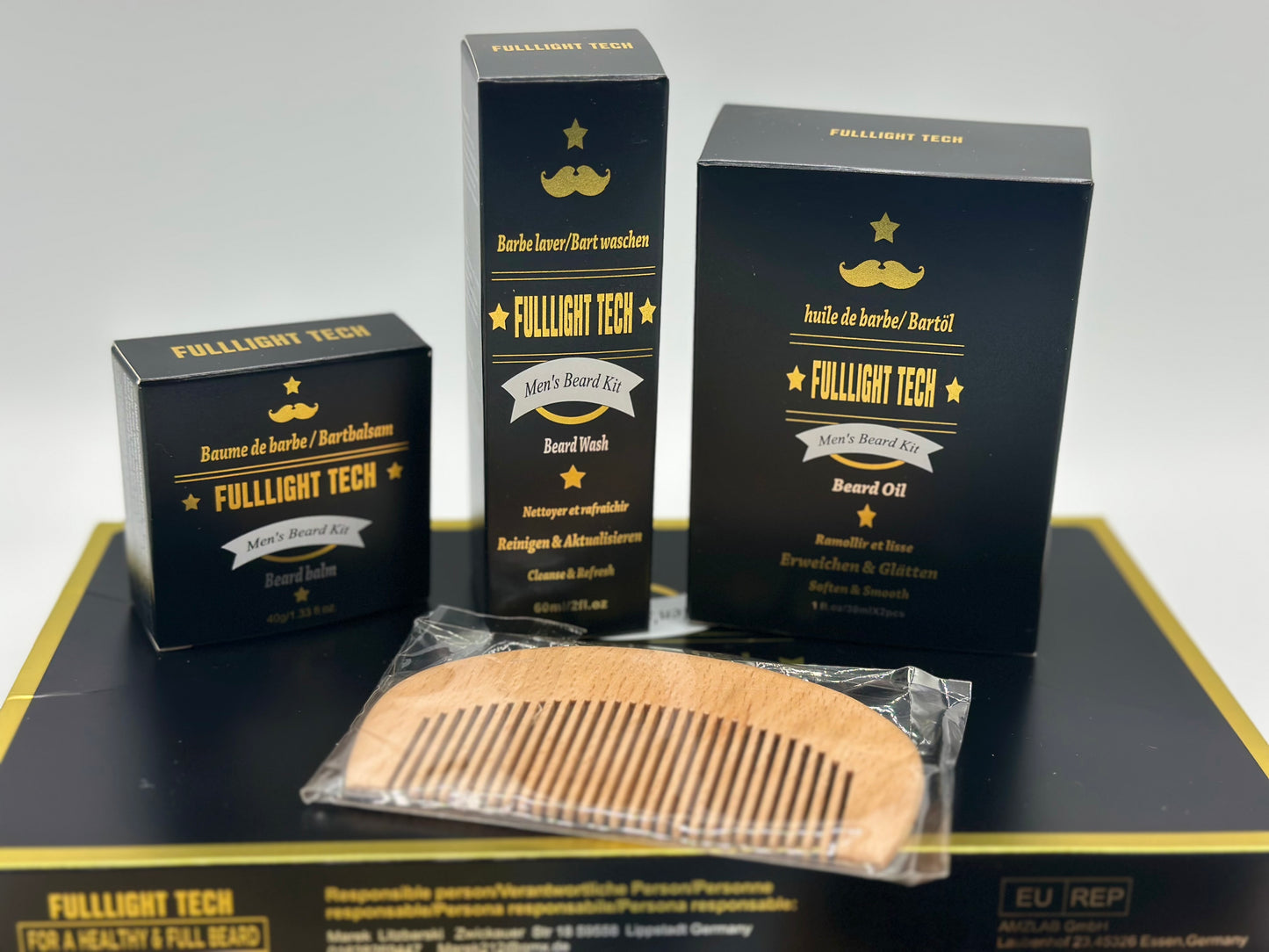 Kit de barbe homme FULLLIGHT TECH neuf huile brosse ciseaux