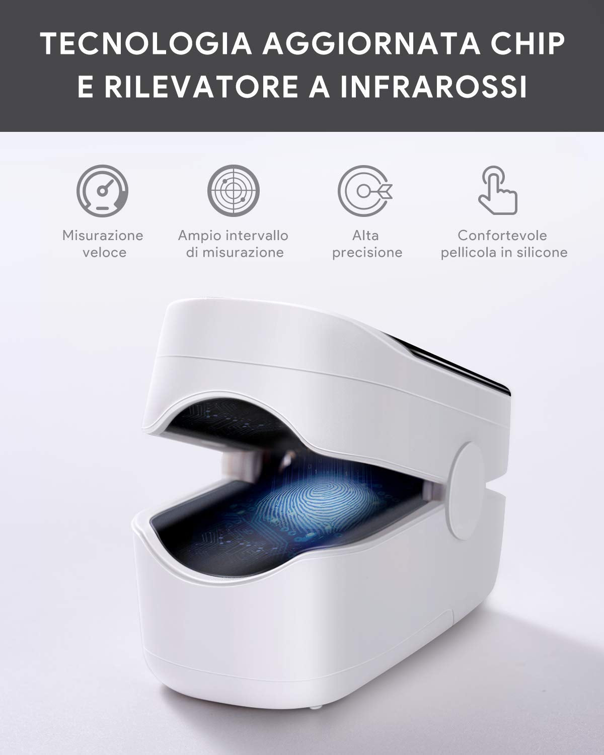 Oxymetre de Doigt, Oxymètre de Pouls Portable Professionnel pour les Mesures de la Fréquence Cardiaque (PR) et de la Saturation en Oxygène (SpO2), Lecture Instantanée