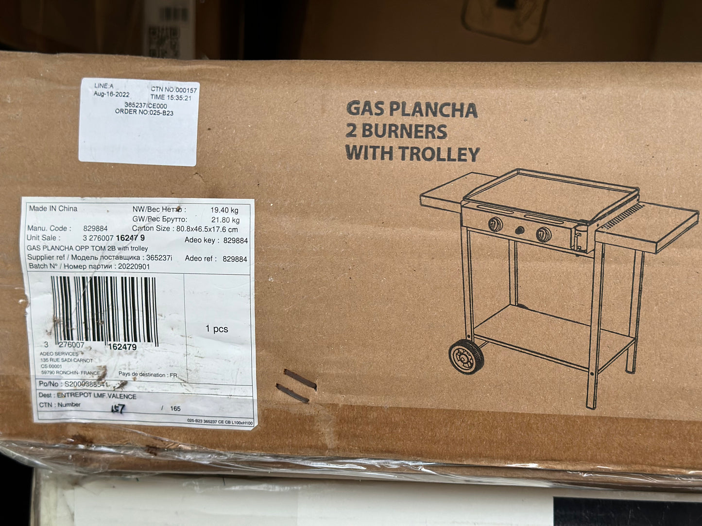 Plancha au gaz Naterial + chariot - Noir