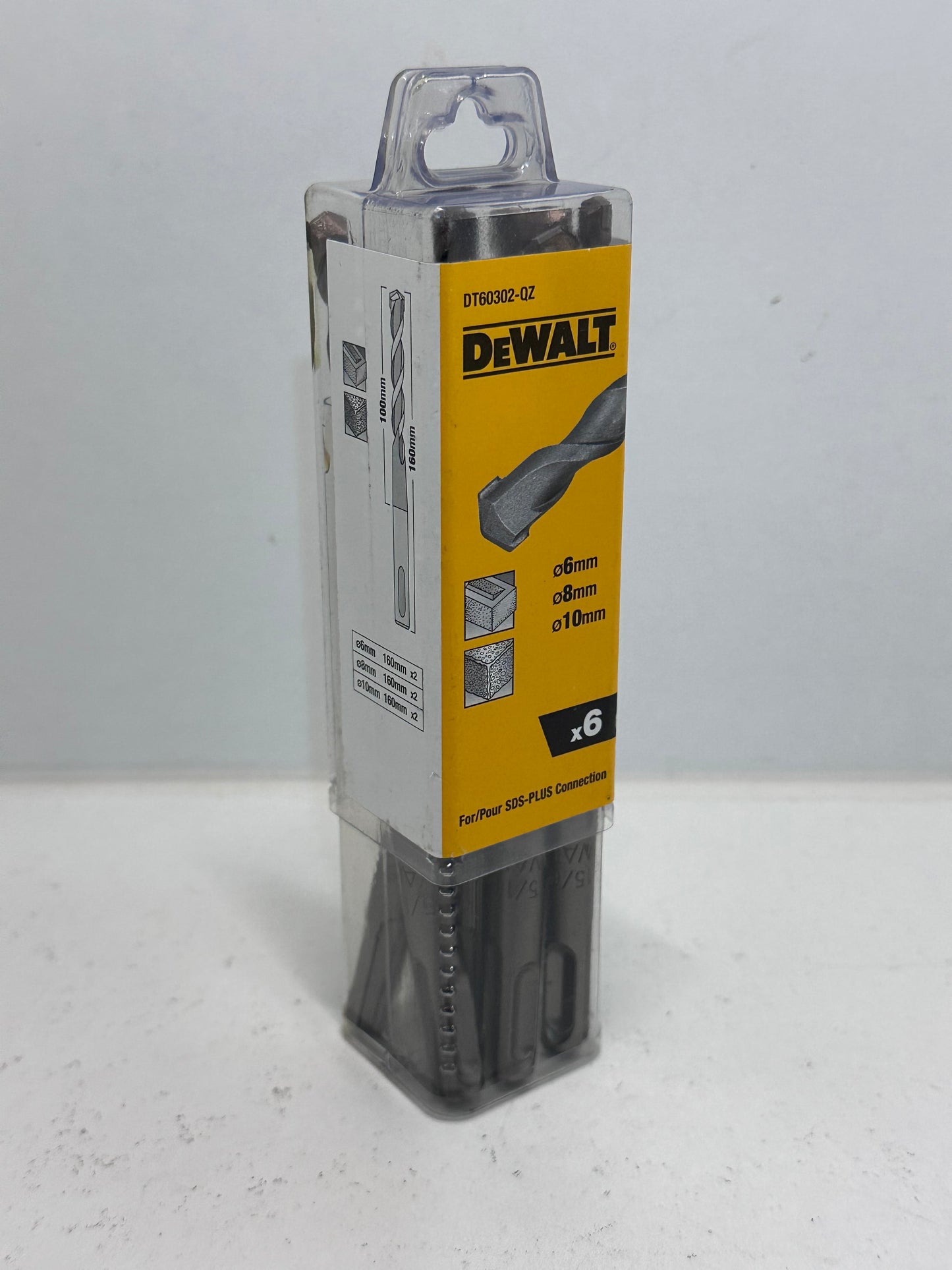 DEWALT - Jeu de 6 Forets SDS-PLUS - DT60302-QZ - Forets Ø6mm x2, Ø8mm x2; Ø10mm x2 - Perçage Béton - Forets SDS-PLUS pour Perforateurs