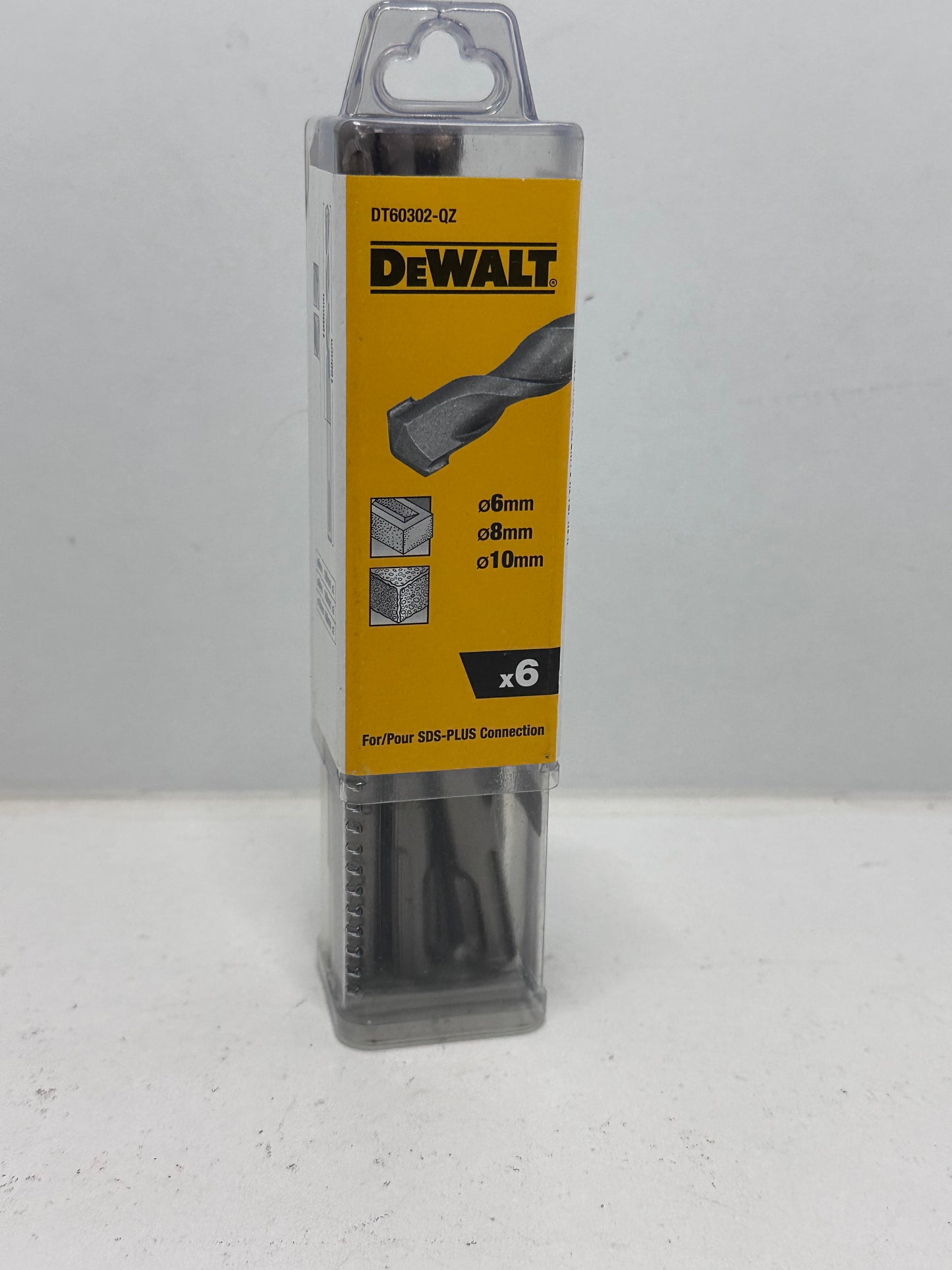 DEWALT - Jeu de 6 Forets SDS-PLUS - DT60302-QZ - Forets Ø6mm x2, Ø8mm x2; Ø10mm x2 - Perçage Béton - Forets SDS-PLUS pour Perforateurs