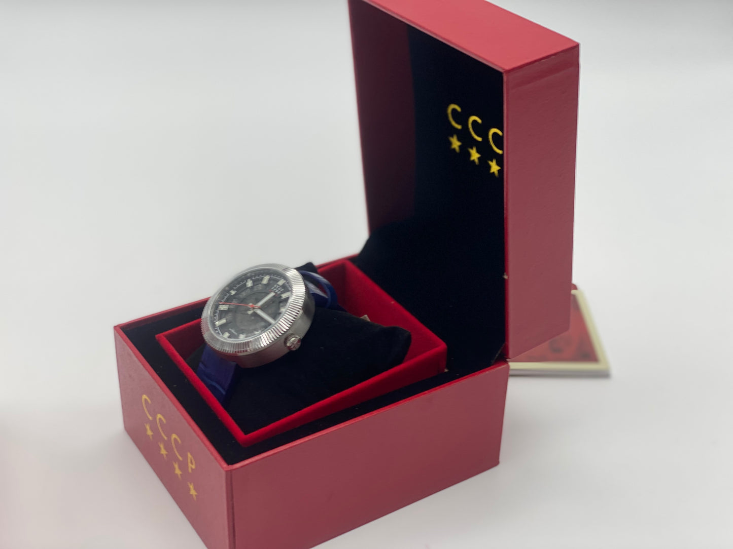 CCCP Monino CP-7025-01 Montre pour homme avec bracelet en cuir véritable Bleu