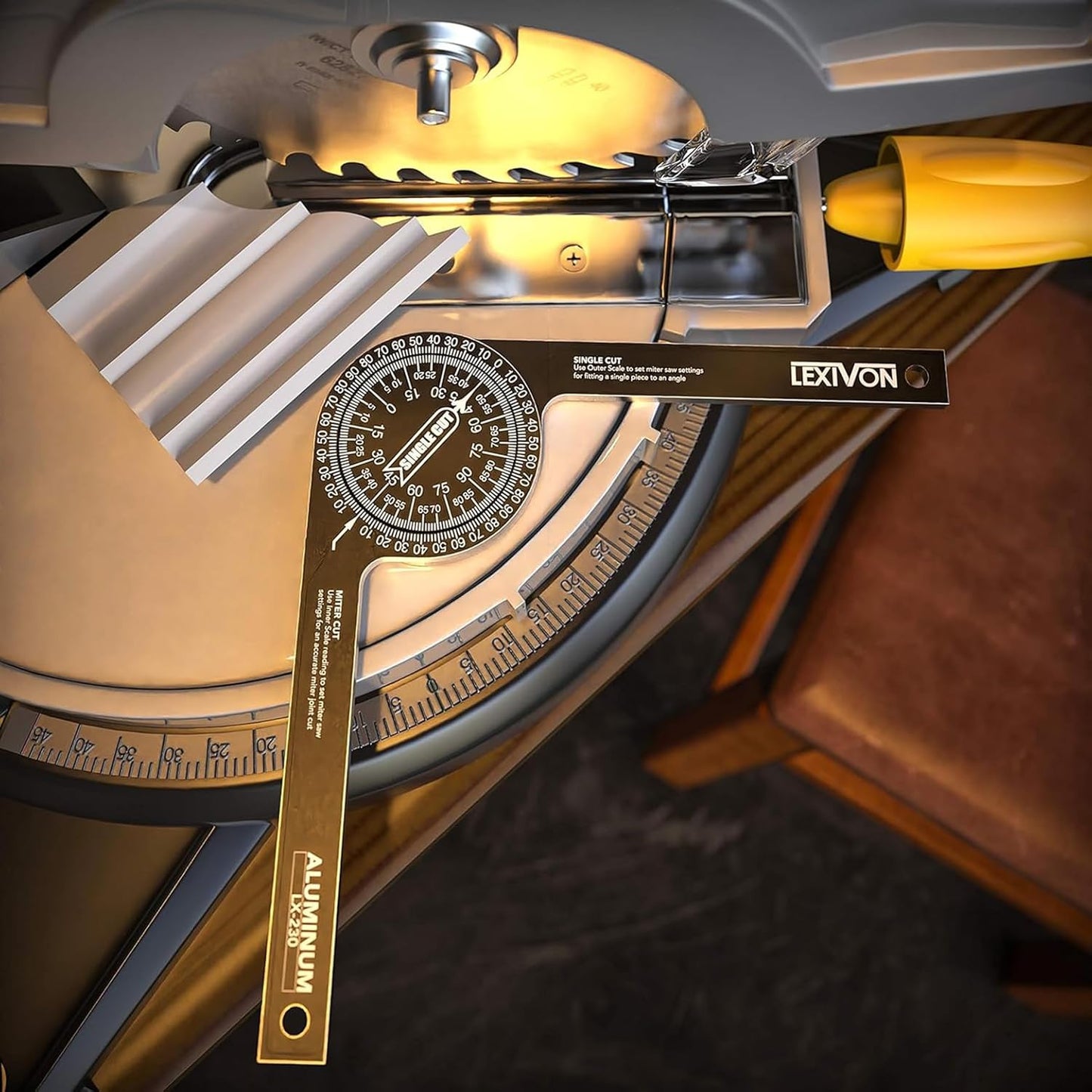 LEXIVON Rapporteur d’Angle | Règle D'angle en Aluminium, Mesure d'angle à 360° 7 Pouces avec Graduations gravées au Laser, pour travail du bois, devoirs, construction, Dessiner et Mesurer (LX-230)