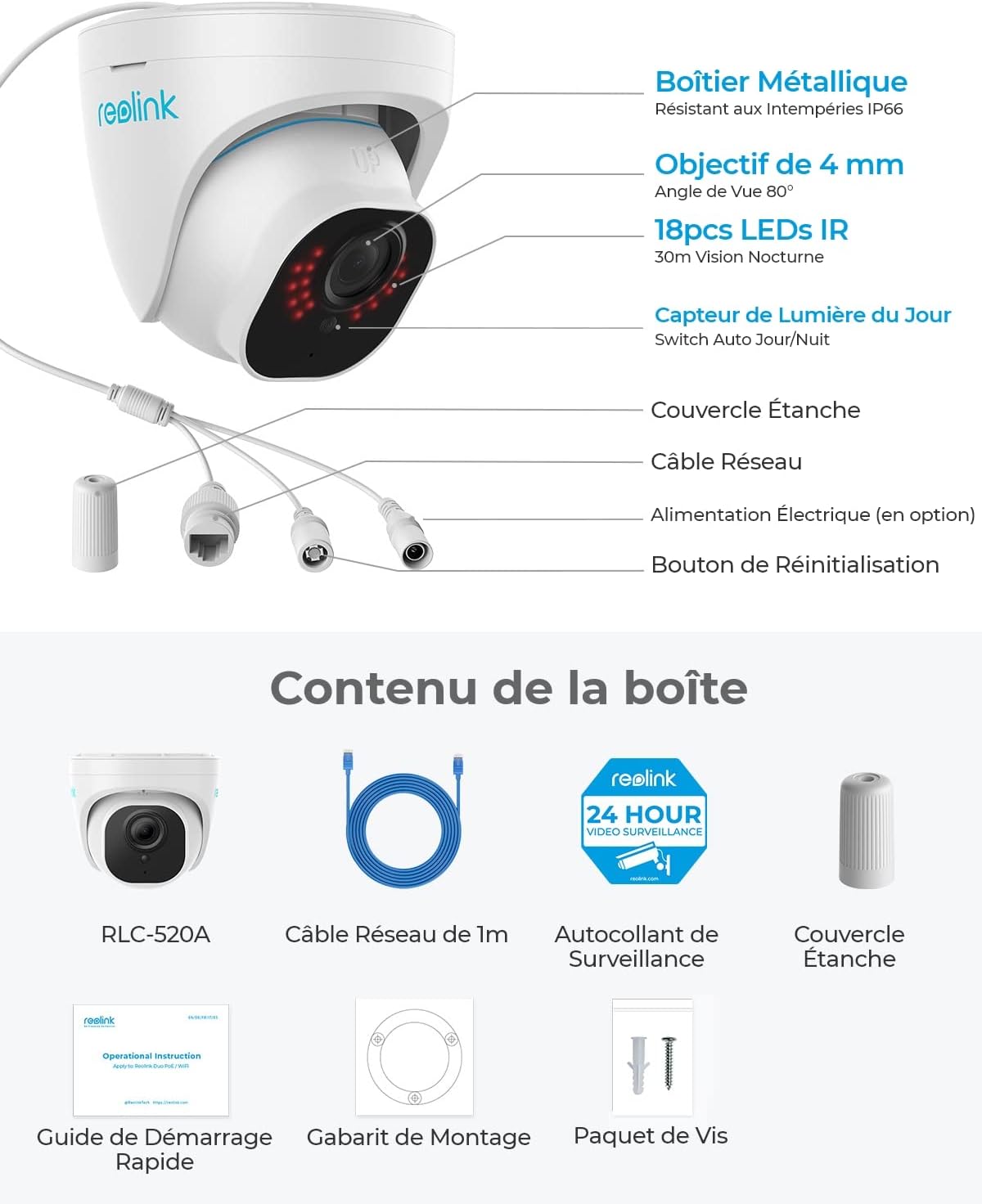 Caméra IP PoE 5MP Avec Détection de Personne/Véhicule
Détection de personne/véhicule
Alimentation par Ethernet
Vision nocturne à 30 mètres*
Enregistrement audio