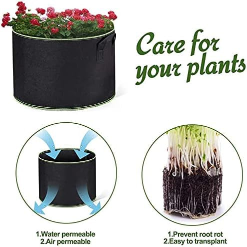 Sac de Plantation Tissu Non tissé épaissi (10 Pcs) - 20L Haute Capacité (Ø 30cm Hauteur 25cm) - Sacs à Plantes avec poignée pour Pommes de Terre, Tomates, Fraises, Fleurs et Autres Plantes