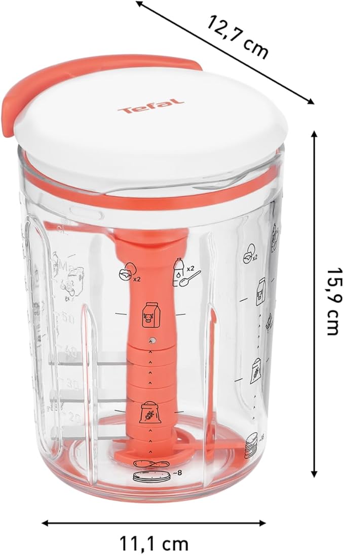Tefal Crêpes Express Batteur intelligent, 900 ml, Gaufres Crêpes Pancakes en 2 minutes, Pâte sans grumeaux, Fait maison, Résultats parfaits, Facile à utiliser, 3 recettes graduées intégrées K1844404
