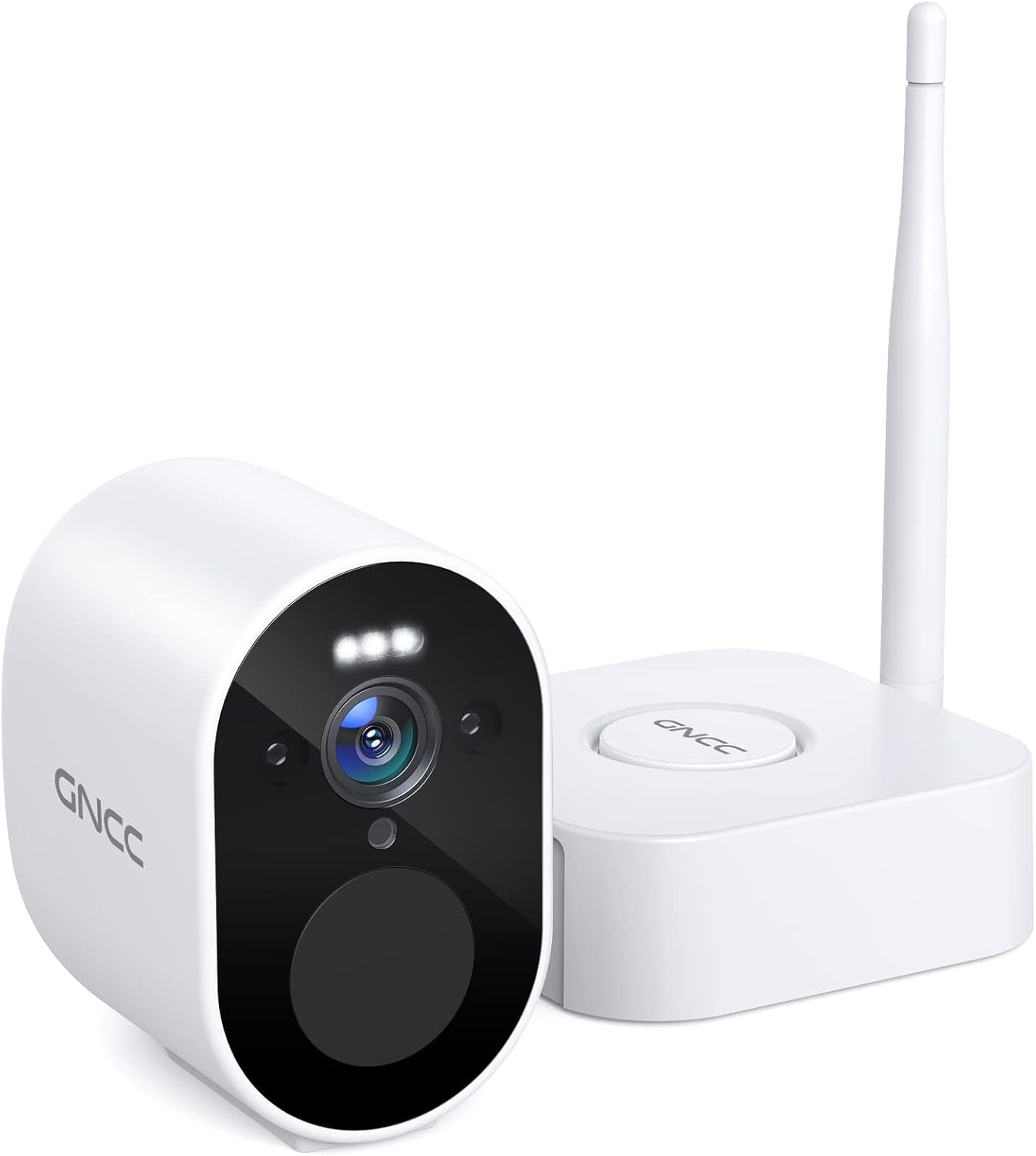 GNCC Caméra de Surveillance Extérieure avec Batterie W1, 1080P 1080P Caméra IP sans Fil avec Détecteur de Mouvement PIR, Ètanchéité IP65, Audio Bidirectionnel, Stockage Clou/SD