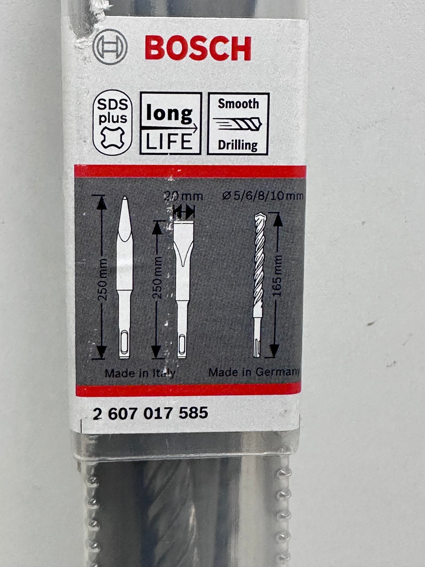Coffret de 6 forets et burins pour marteau perforateur Bosch Professional 2607017585 SDS Plus-5 (pour béton et maçonnerie ; accessoires : marteau perforateur