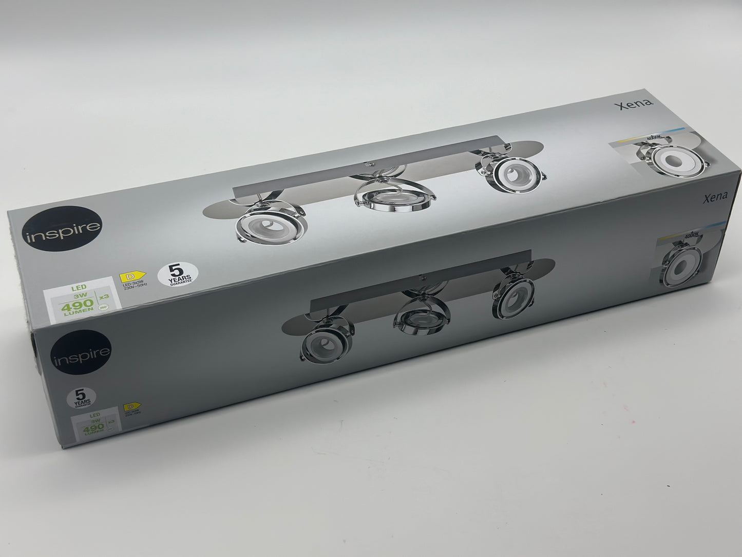 Rampe 3 spots module led, design, métal chrome, INSPIRE Xena neuf