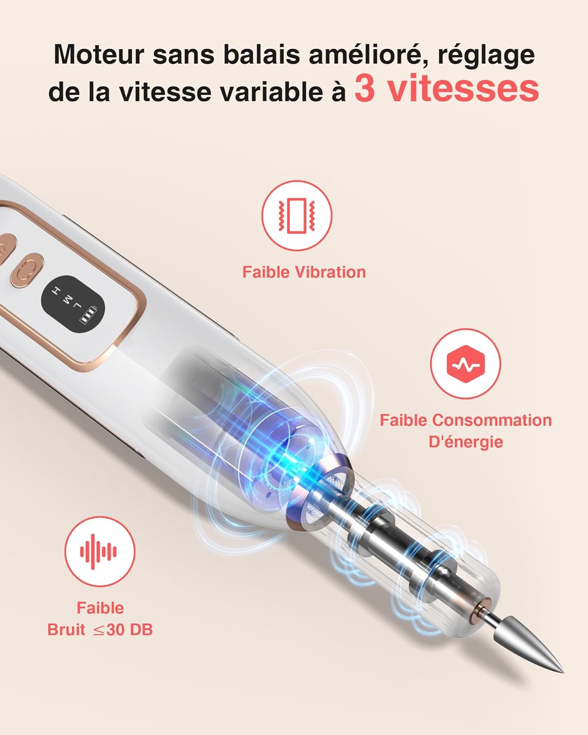 Ponceuse pour Ongles Professionnel - 1500mAh Ponceuse Ongle y Nettoyeur Pinceau Maquillage 2 en 1,20000 RPM Lime a Ongle Electrique,Nail Drill Portable,3 Vitesses Réglables,Sans Fil Sécurisé
