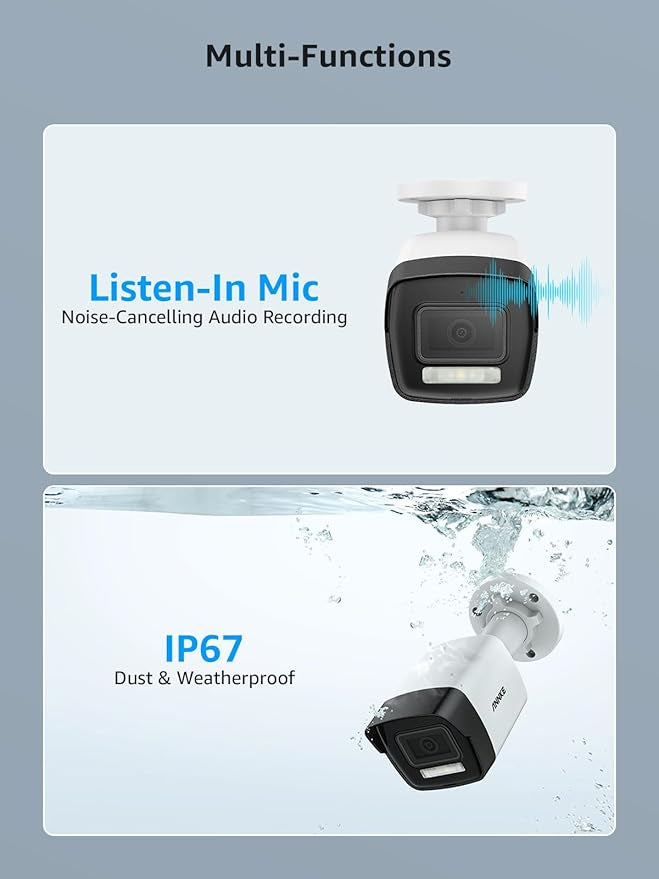 ANNKE C800 Bullet 4K Ultra HD POE Caméra de Sécurité ONVIF 8MP Caméra IP Audio 256Go Carte TF Accès à Distance 100ft EXIR Vision Nocturne IP67 Étanche (Prend Uniquement en Charge H.265/H.265 +)