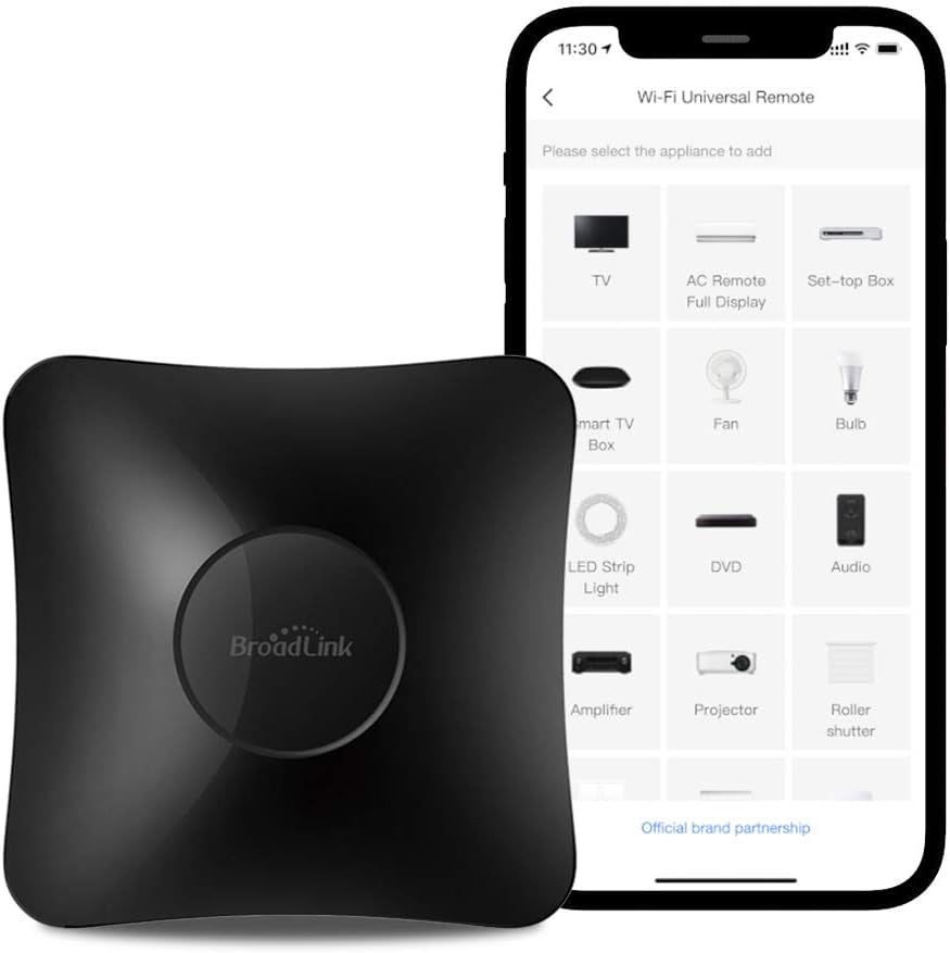 BroadLink RM4 Pro Télécommande Universelle IR et RF, Codes d'apprentissage de la télécommande WiFi pour la Maison Intelligente et Les appareils ménagers TV, STB, AC, Moteur de Rideau Compatible Alexa