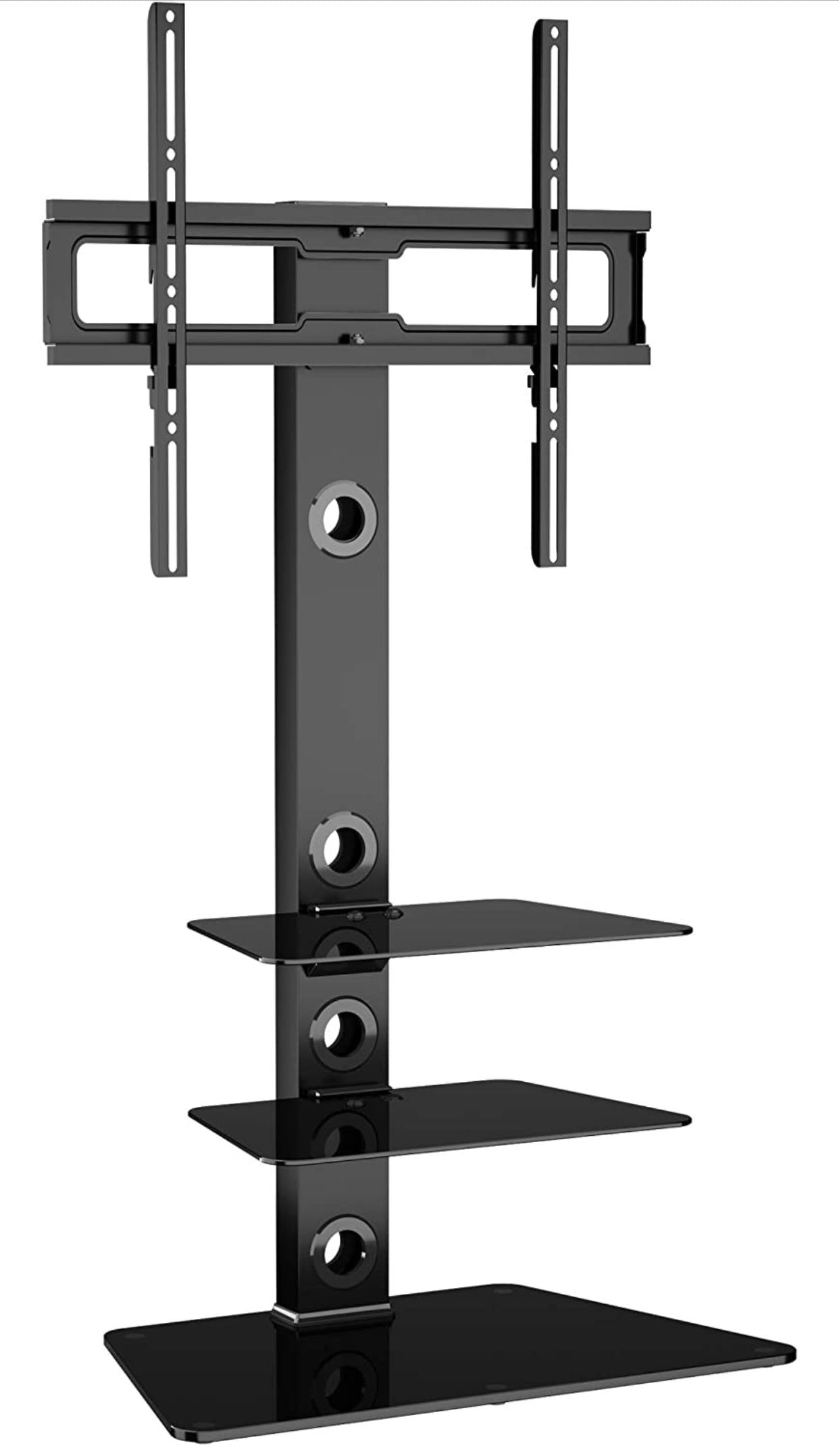 Meuble TV Support TV Pied avec 3 Etagères Verre Trempé Télévision de 30 à 65 Pouce neuf