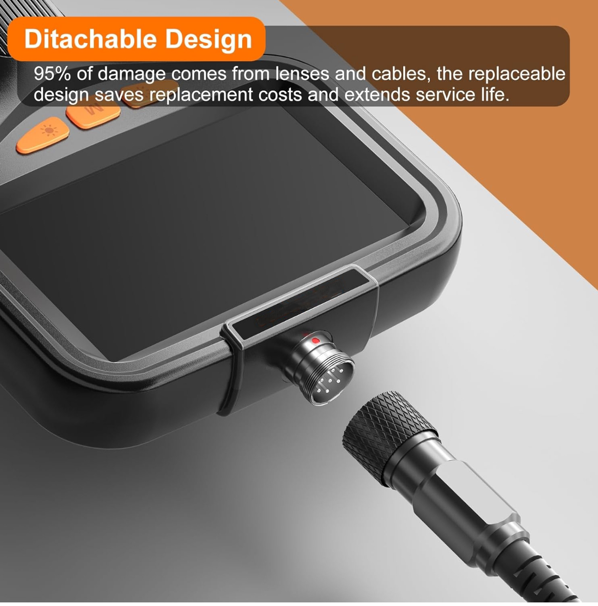 Camera Endoscopique, 8 mm 1080P HD Endoscope numérique, Camera Inspection Canalisation étanche IP67 avec 8 lumières LED, Endoscope Camera à Étanche IPS de 4,3 Pouces, Câble Semi-Rigide-5M