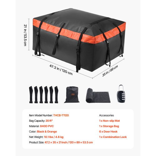 Sac de Toit de Voiture 566 L Porte-Bagages de Toit en PVC Transport (neuf)