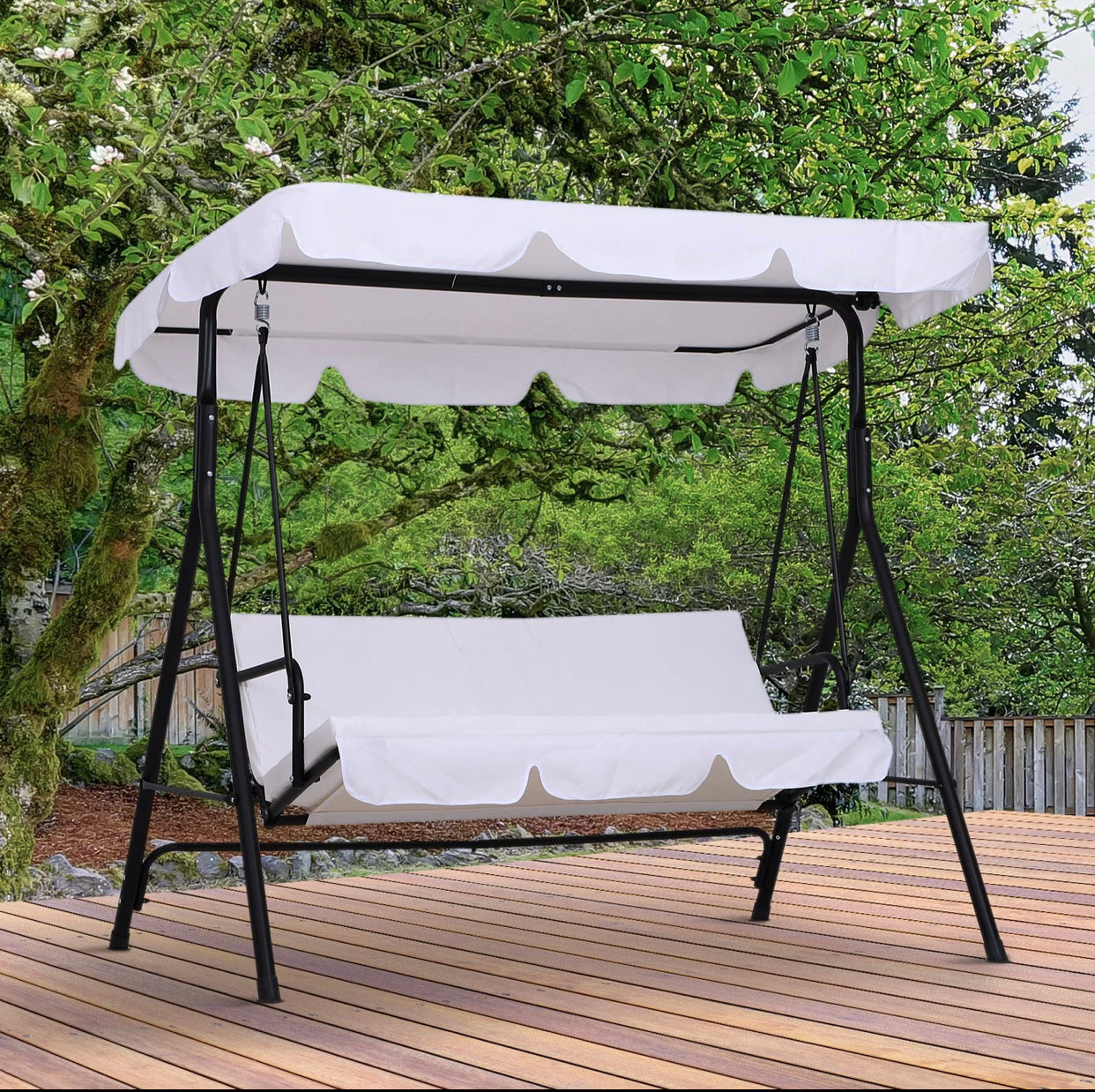 Balancelle de jardin - 3 places, toit imperméable, 1,72 x 1,1 x 1,52 m, blanc Neuve emballer