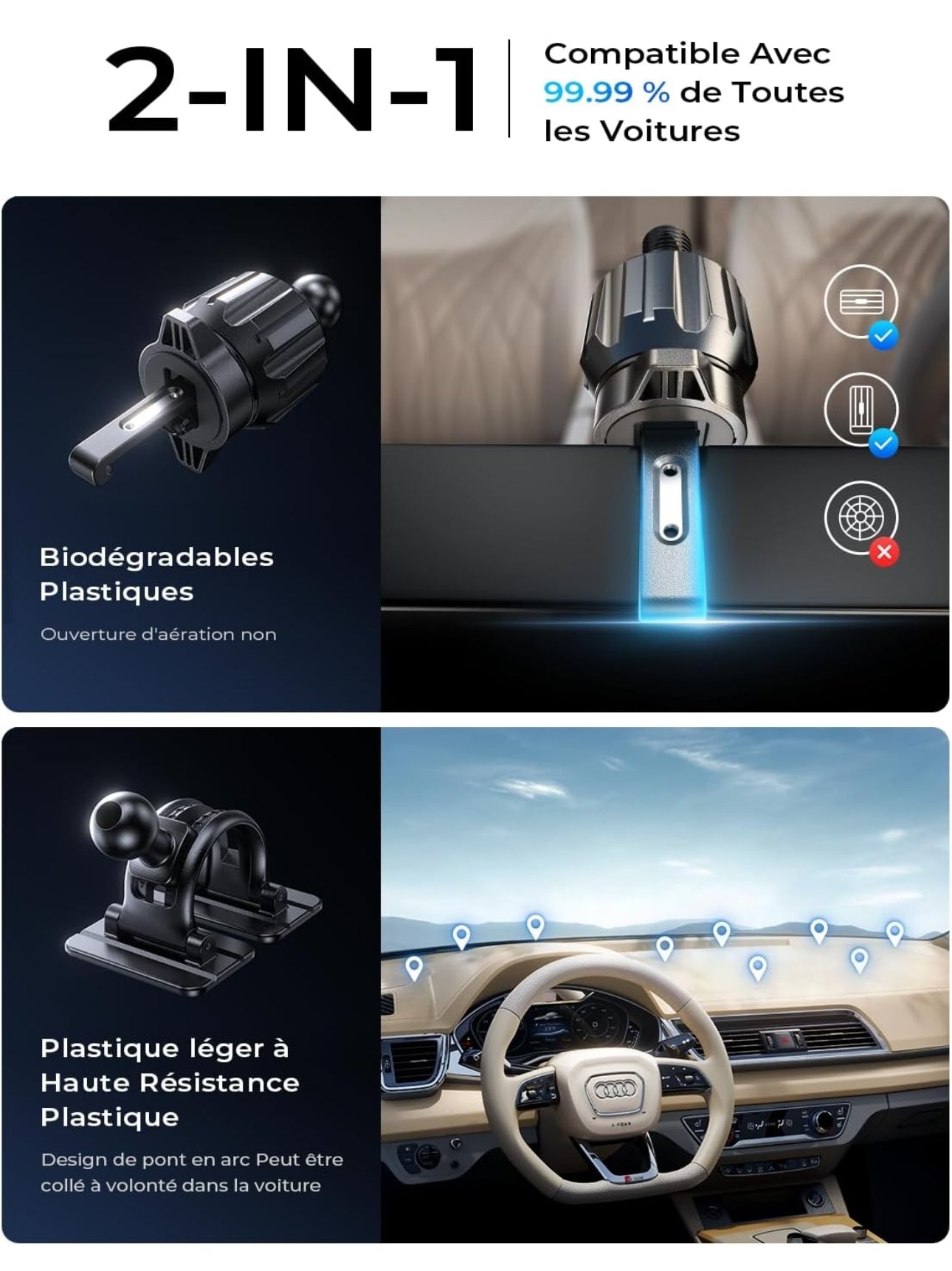 LISEN 15W Support Telephone Voiture Induction, Chargeur Magsafe Voiture【Rotation à 360°/Puce Intelligente】 Telephone Voiture Magnétique Chargeur sans Fil Voiture pour iPhone 15 14 13 Pro Max Samsung
