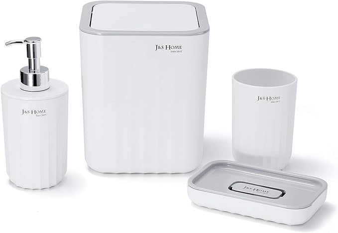 Kit Salle de Bain Moderne, Coupe de Brosse à Dents, Porte-Savon, Poubelle, Distributeur de savon