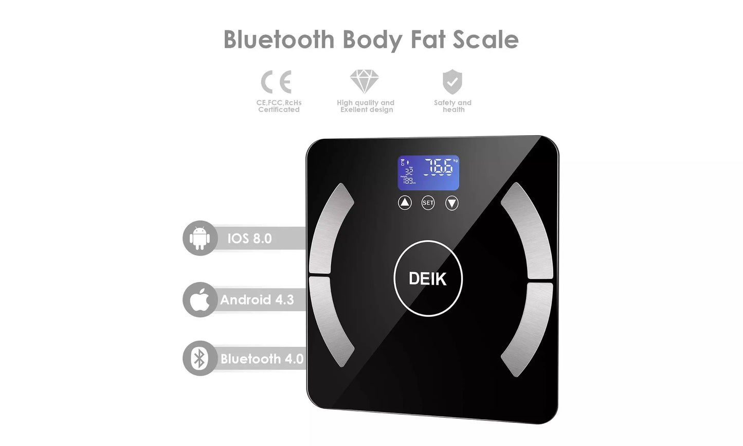 DEIK Body Fat Scale, Bluetooth Bathroom Scale with Smartphone APP