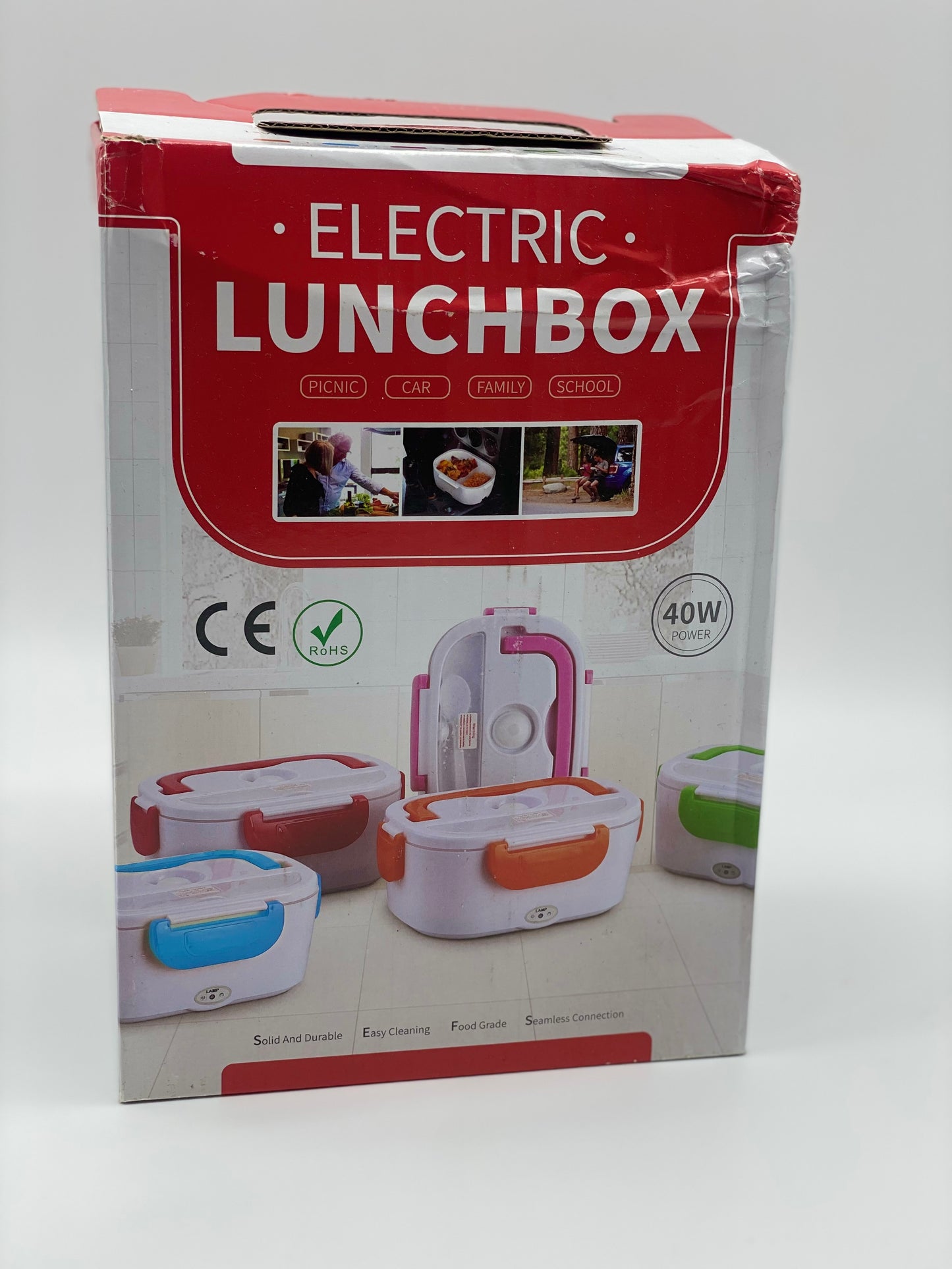 Boîte Chauffante Lunch Box 1.5L Électrique Boîte à Lunch Thermique 12V 24V 220V 40W 3 en 1 Boîte Alimentaires Boîte Repas revêtement en Isolation en Acier Inoxydable Boîtes-Repas