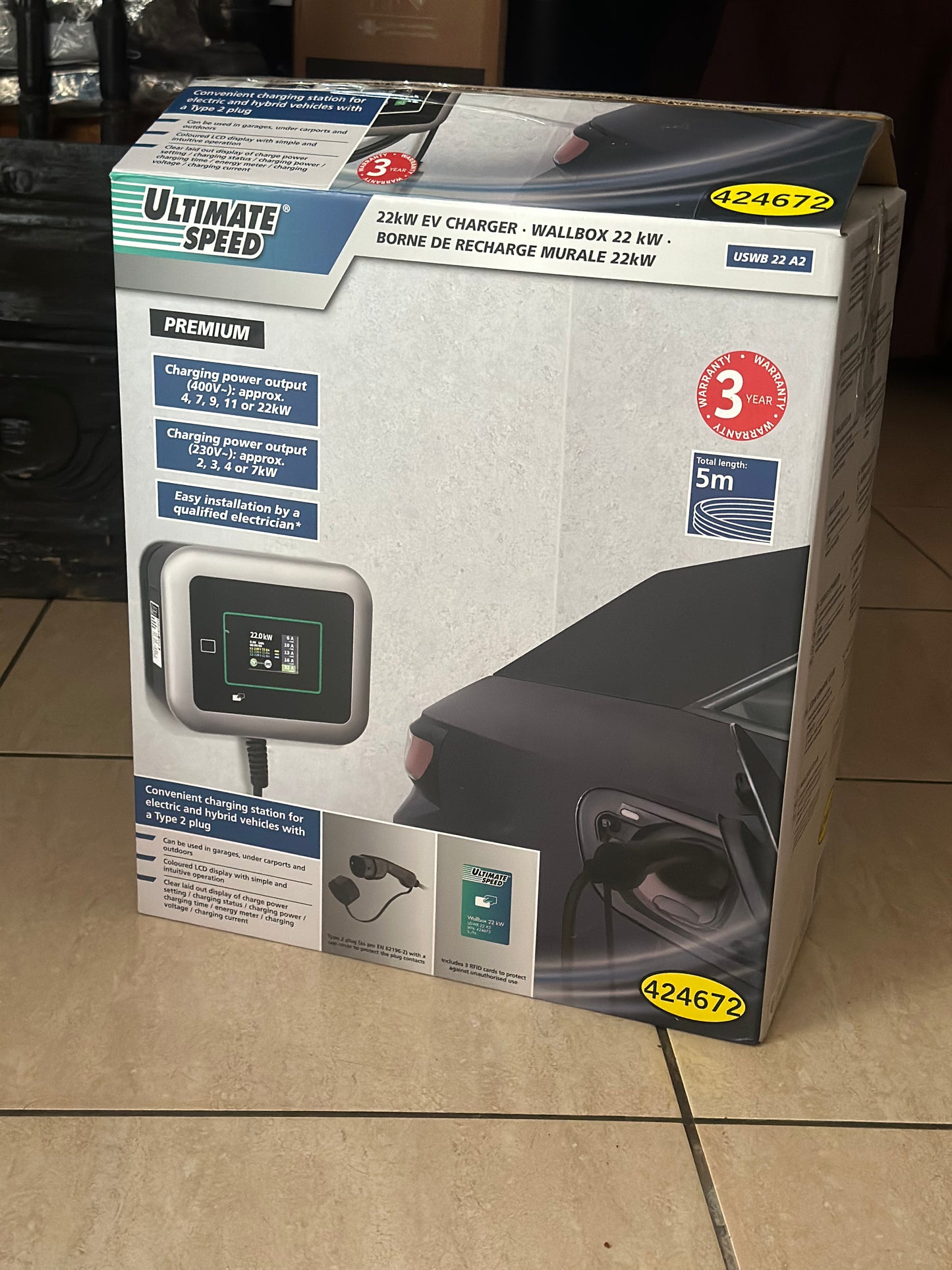 ULTIMATE SPEED Borne de recharge murale, 22 kW (3ph) neuve