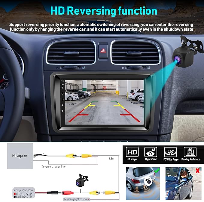 Autoradio pour VW Golf Polo T5 Tiguan Caddy Seat Skoda 2G+64G Android 13 avec CarPlay Android Auto 7 Pouces 2 Din Autoradio avec Navi HiFi FM RDS BT WiFi+Canbus+AHD Caméra de recule