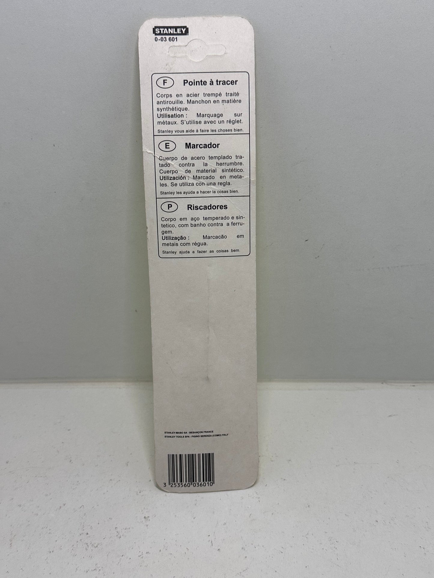 Stanley 0-03-601 Pointe À Tracer Ø 4 Mm Fabriqué En France - Acier Chromé - Finition Naturelle Bille De Verre - Corps Plastique