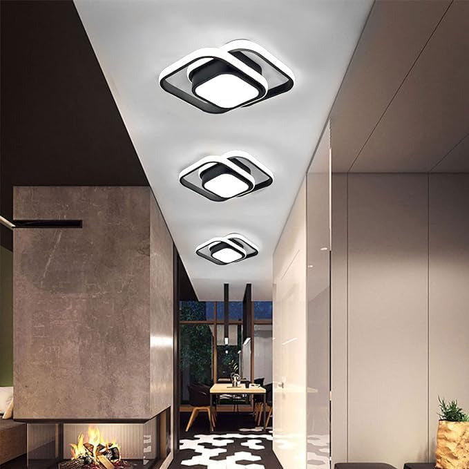 plafonnier moderne carré double anneau LED 36W noir 3 couleurs température dimmable ( variable) neuf