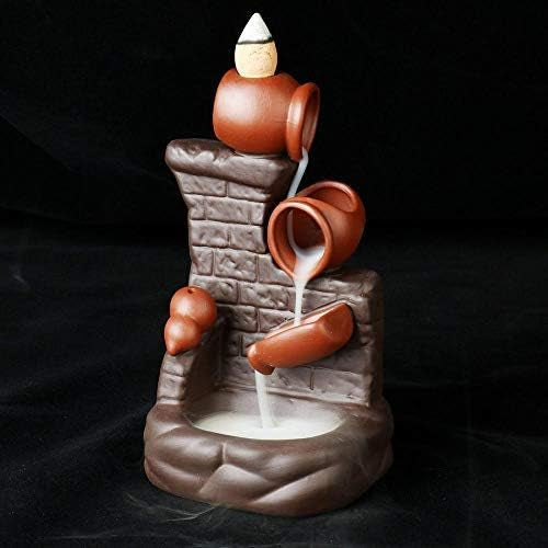 Porte-encens Citrouille Marron, Porte-encens en céramique avec 20 cônes d'encens à refoulement, refoulement d'encens pour brûleur d'encens à refoulement