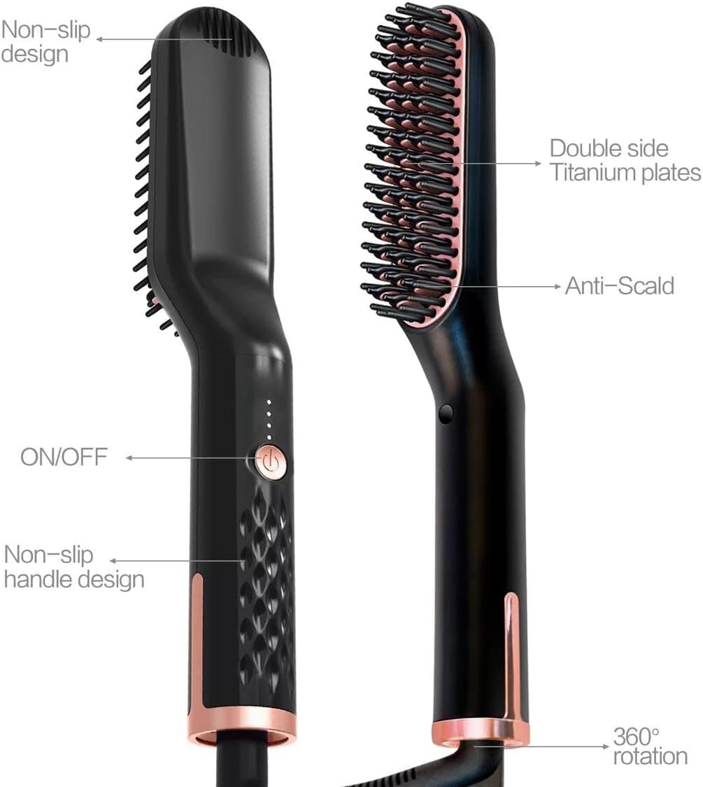 Lisseur à Barbe pour Hommes, Brosse Lissante pour Cheveux, Brosse Lisseur à Barbe Electrique Lisseur Professionnel 3 en 1 pour Hommes et Femmes à la Maison et en Voyage