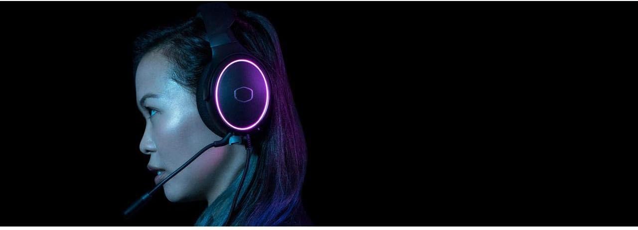 Casque de jeu Cooler Master RGB avec son surround virtuel 7.1 - Multiplateforme compatible avec les haut-parleurs audio en néodyme de 50 mm, un micro à flèche ultra-transparent et un cadre portable - USB de type A, noir
