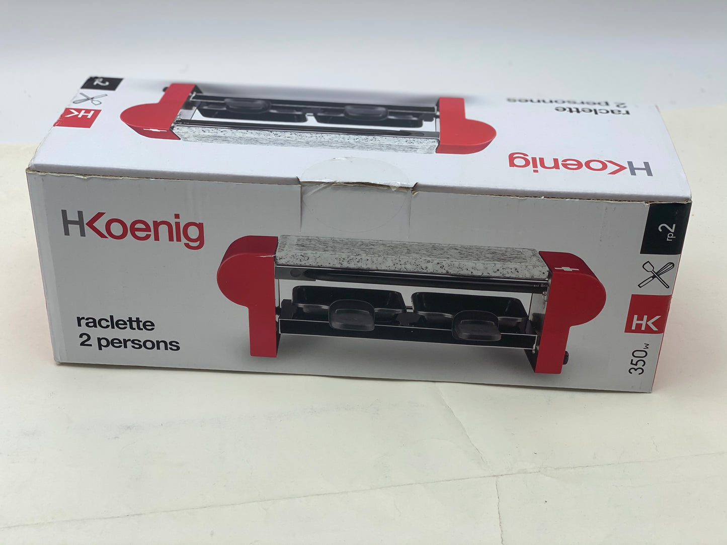 Raclette 2 personnes et plaque de granit - Température réglable - Puissance : 350 W neuve