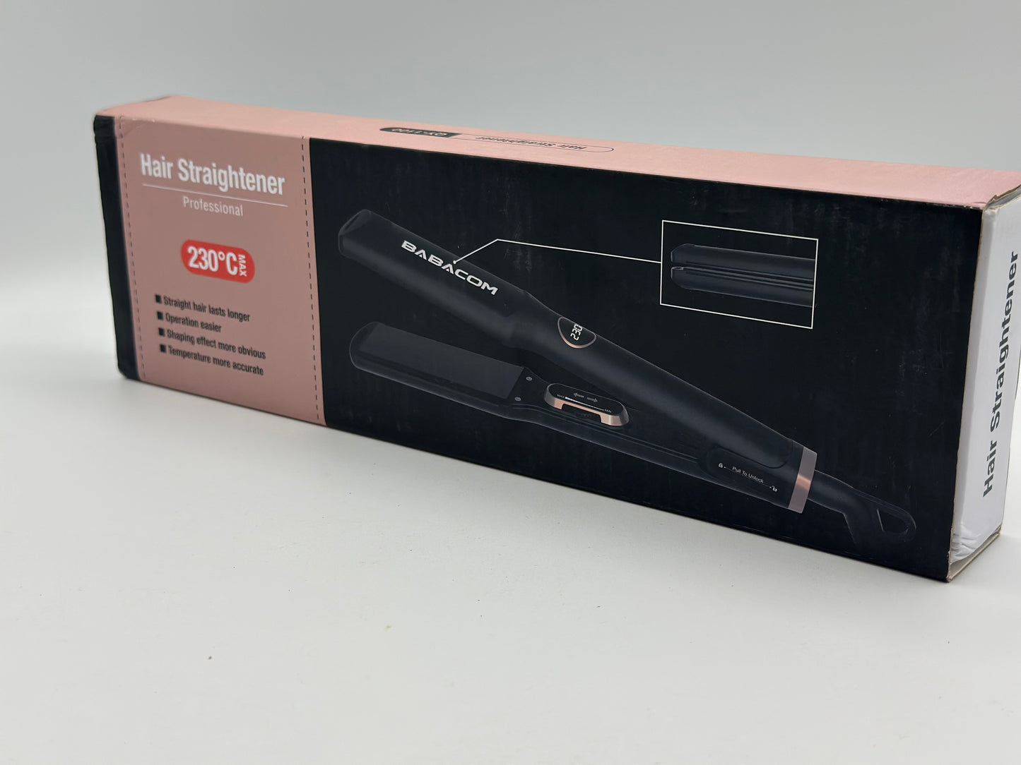Lisseur Cheveux, Fer a Lisser 1.5" Large Plate Température Librement Réglable 130℃-230℃ avec Digital LCD, 3D Titanium Plaques A74