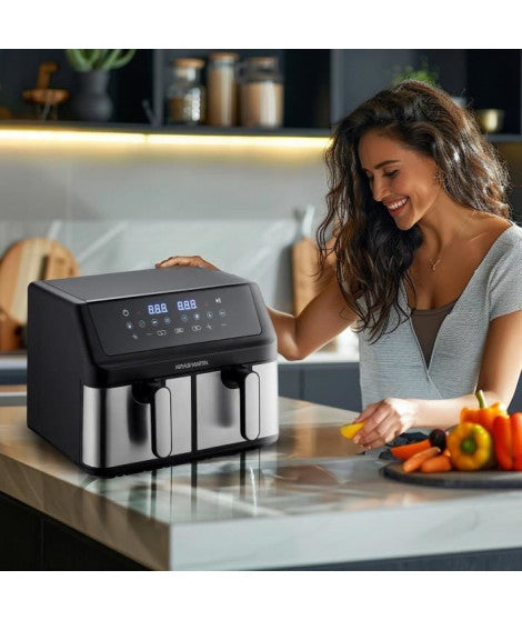 FRITEUSE SANS HUILE - ARTHUR MARTIN - AIRFRYER - 2 CUVES DE 4,5L - 2000W - AFFICHAGE LED