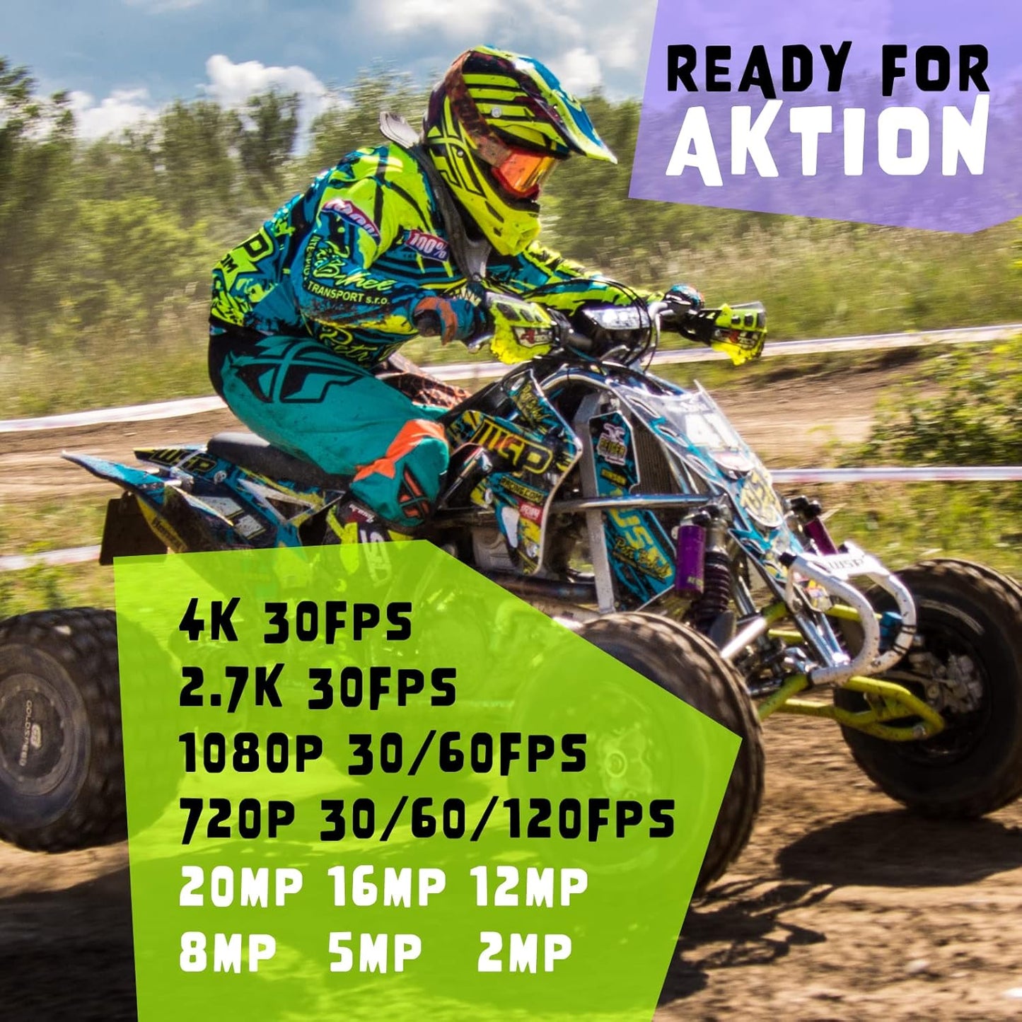 Exprotrek Action Camera 4K 30fps Ultra HD, Caméra d'action 40 m 100 Pieds étanche WiFi Ultra Grand Angle 170°, télécommande, 2 Batteries et kit d'accessoires pour Casque