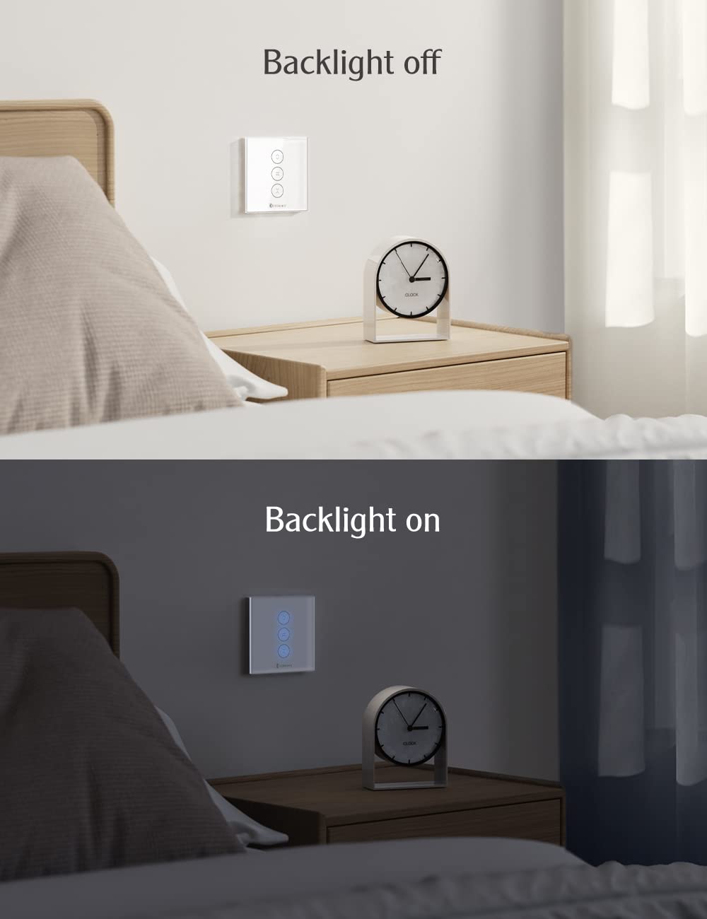 Interrupteur Volet Roulant Connecté WiFi, Commutateur Intelligent Volet Roulant Stores Connecté Compatible avec Alexa et Google Home, Interrupteur Tactile Peut Éteindre la LED, Timer - 4 Packs
