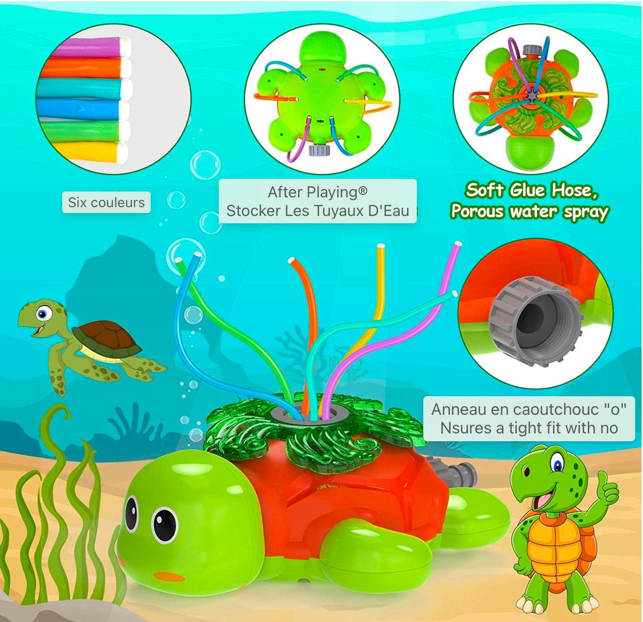 Jouets d'eau pour enfants Sprinkler Enfants, jouets d'été arroseurs d'eau dans le design de tortue pour les activités de plein air de jardin, jouets d'eau de pulvérisation pour les tout-petits filles garçons
