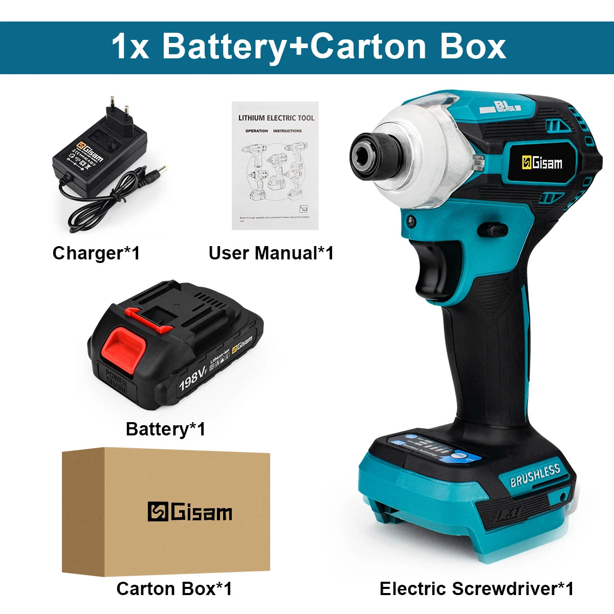 Visseuse à choc électrique à impact sans balais (brushless) 588NM sans fil à 4 vitesses 1/4 Entraînement carré Outil électrique DIY pour batterie Makita 18V