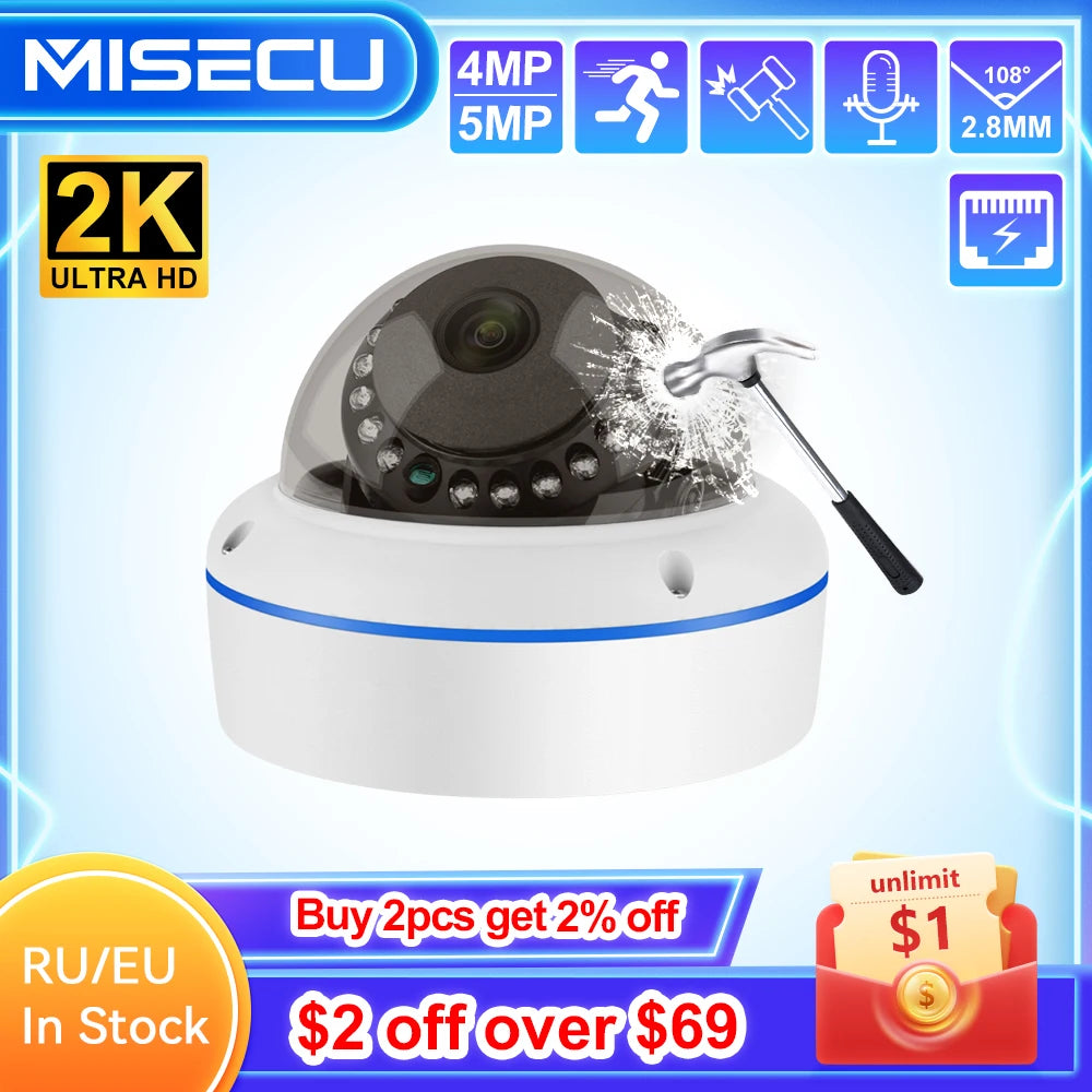Night Vision Misecu Kamera MISECU Super HD 5MP 4MP Surveillance IP