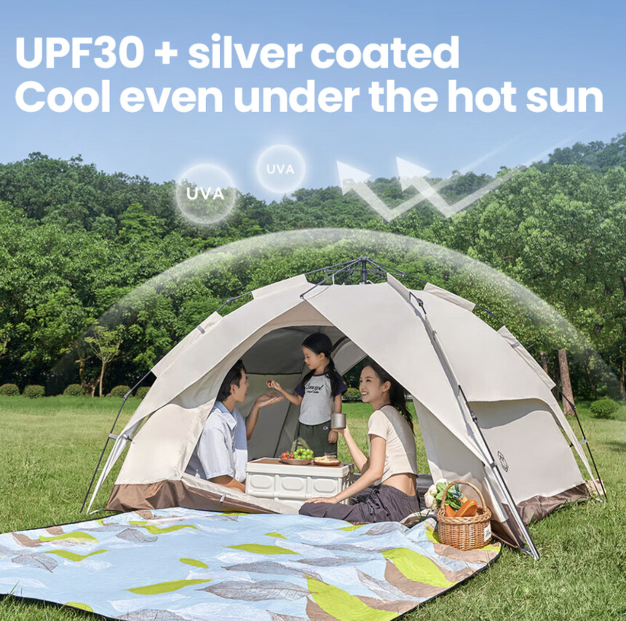 Tente double couche - Tente dôme, dépliante automatique - Équipement de randonnée et de camping en plein air - Couleur fromage, pour 3-4 personnes