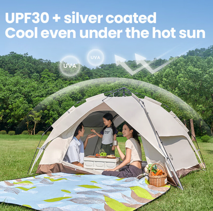 Tente double couche - Tente dôme, dépliante automatique - Équipement de randonnée et de camping en plein air - Couleur fromage, pour 3-4 personnes