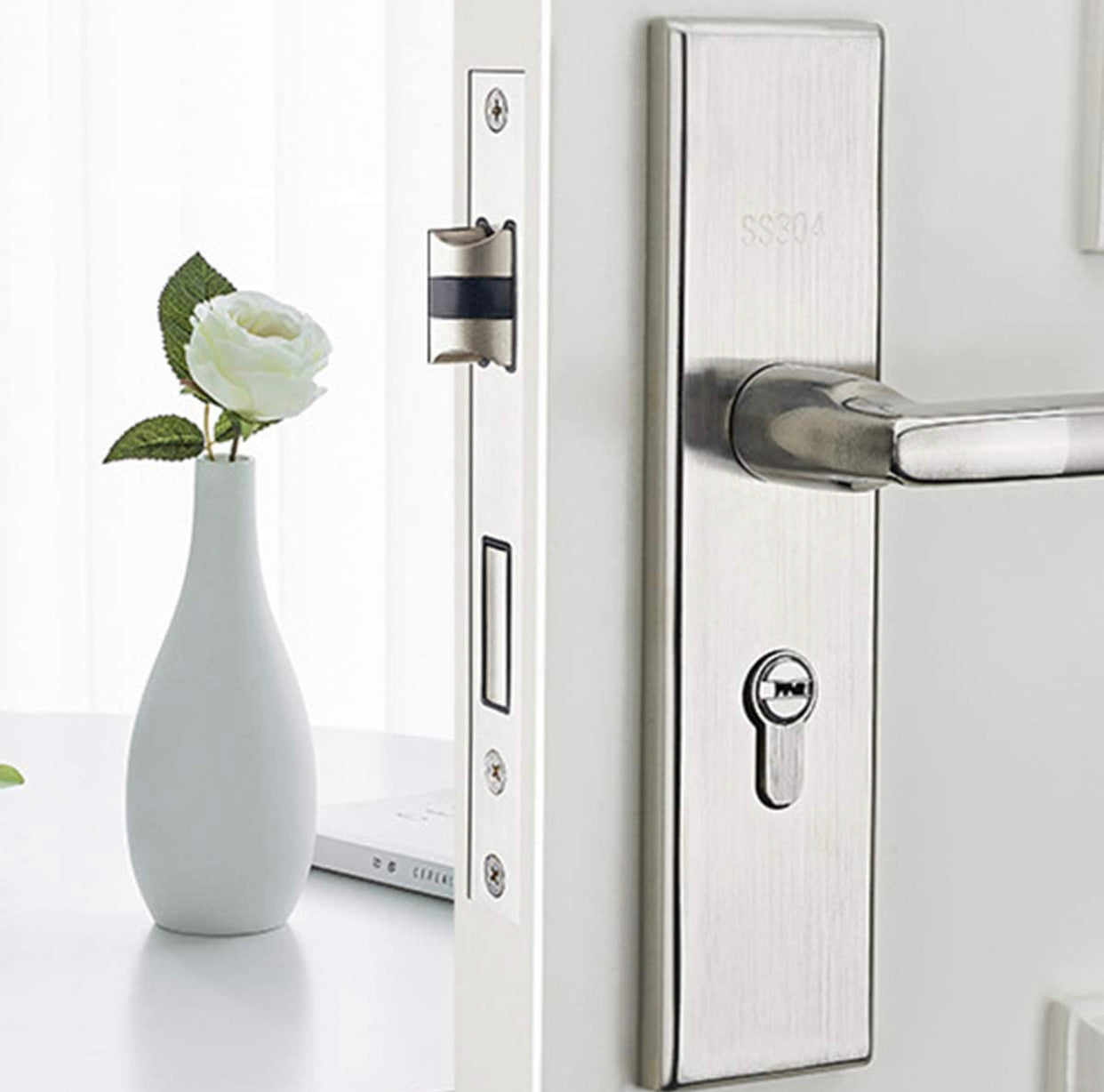 Serrure de porte intérieure en acier inoxydable avec clés neuf