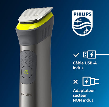 Philips Multigroom Series 7000 - Tondeuse tout-en-un équipée de 14 sabots pour le visage, la tête et le corps, et 21 hauteurs de coupe (de 0,5 à 16 mm) pour une précision ultime (modèle MG7930/15)