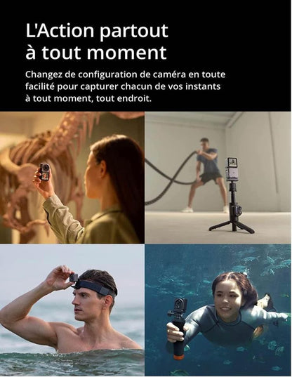 DJI Action 2 Dual-Screen Combo - Caméra d'action 4K avec un module d'extension de batterie, sceller