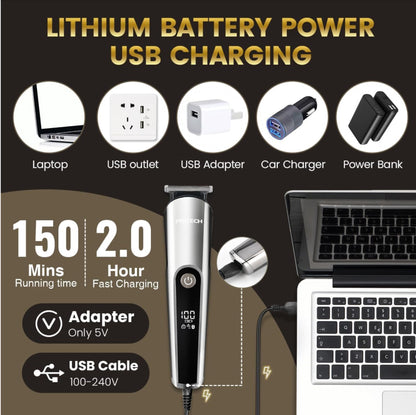 PRITECH Tondeuses à Cheveux pour Hommes, Tondeuse à Nez, Micro Rasoirs 3 en 1 Kit de Soins pour Hommes sans Fil et Rechargeable, Tondeuse à Cheveux Électrique avec Écran LED et Tête de Coupe T, IPX6